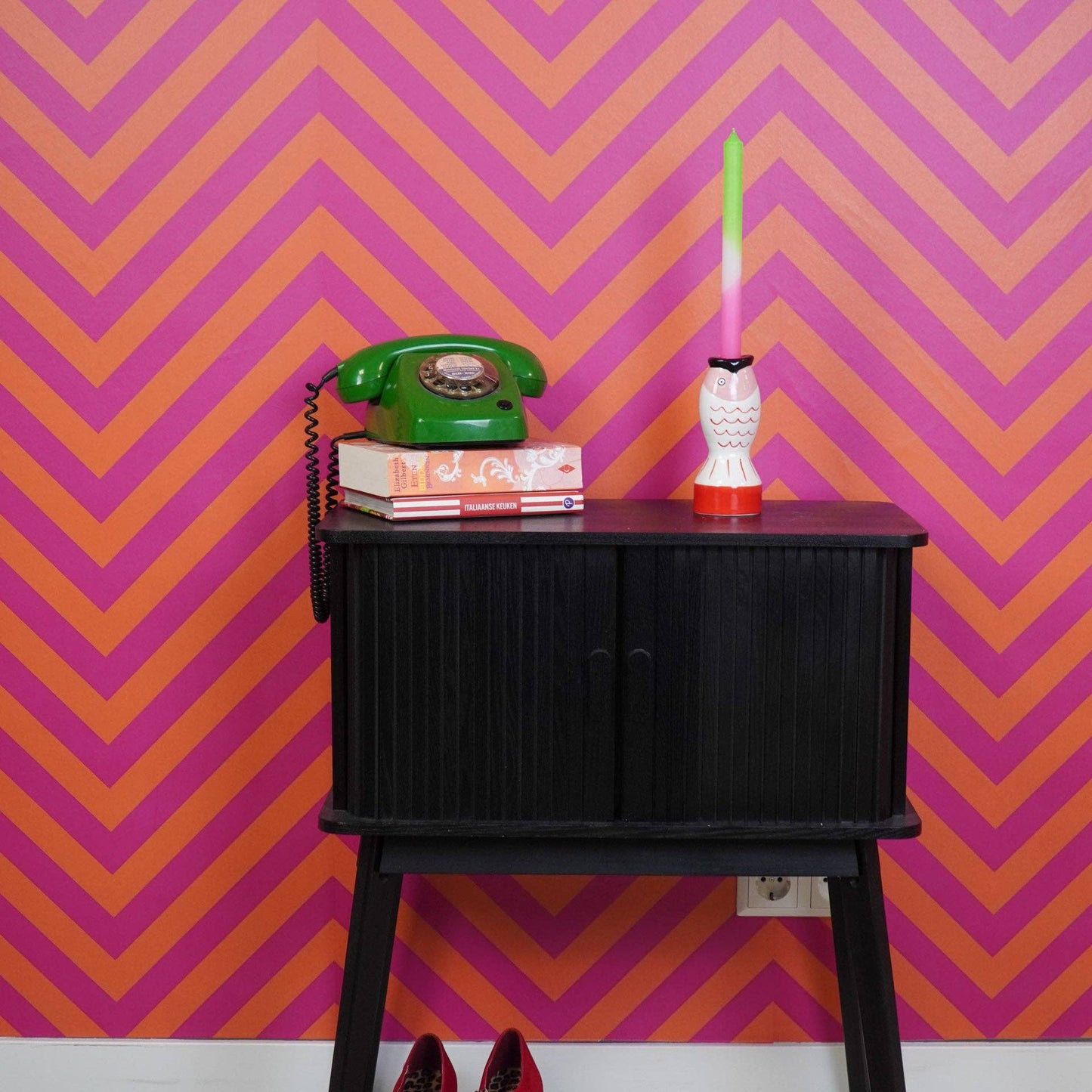 Candlestick - Fish - Red/White/Pink - 7x7x16.5cm