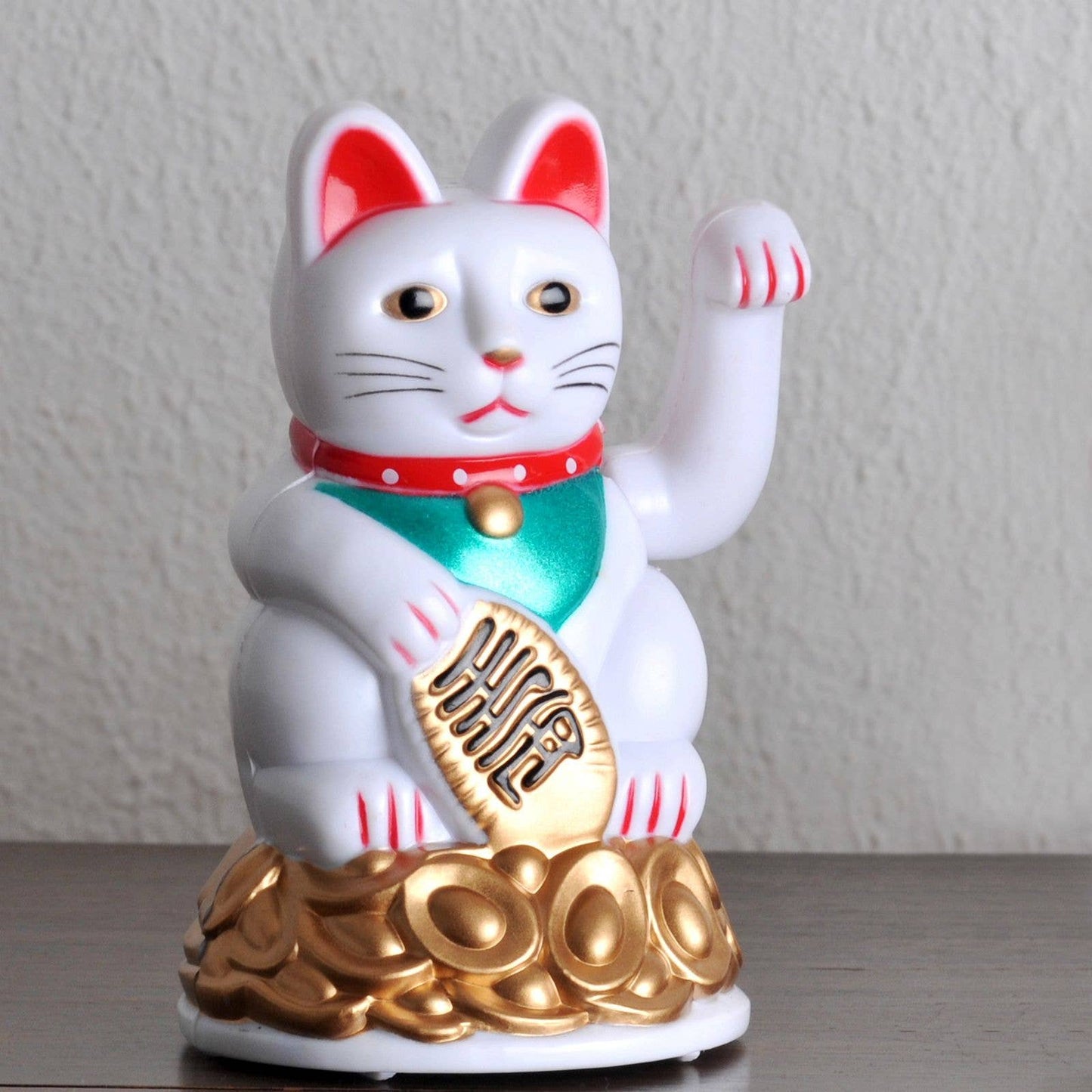 Maneki-neko gelukskat, golvende kat, 11 cm, wit