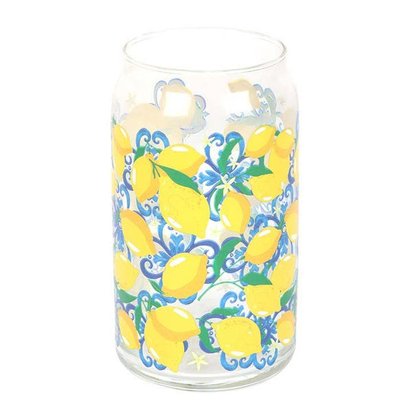 Blikvormig glas met citroenprint