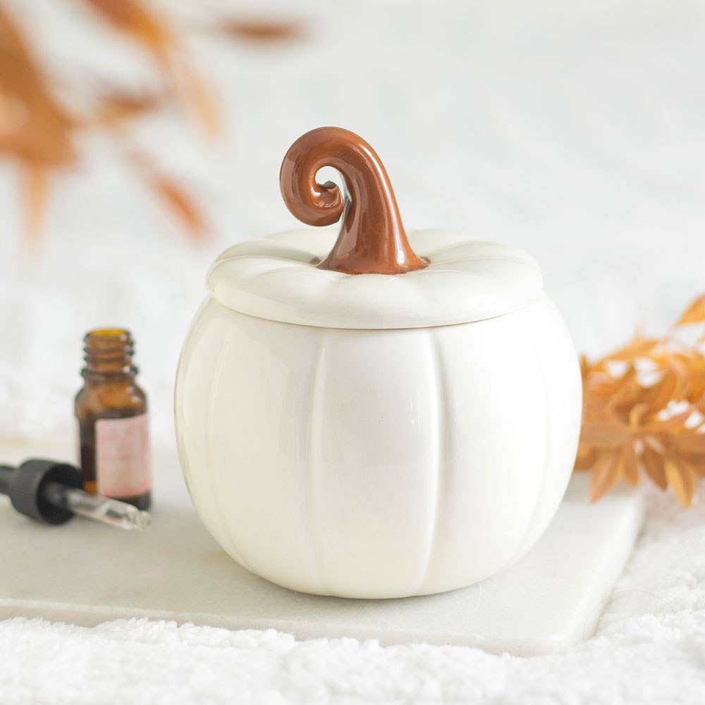 Autumnal curly white pumpkin oil burner