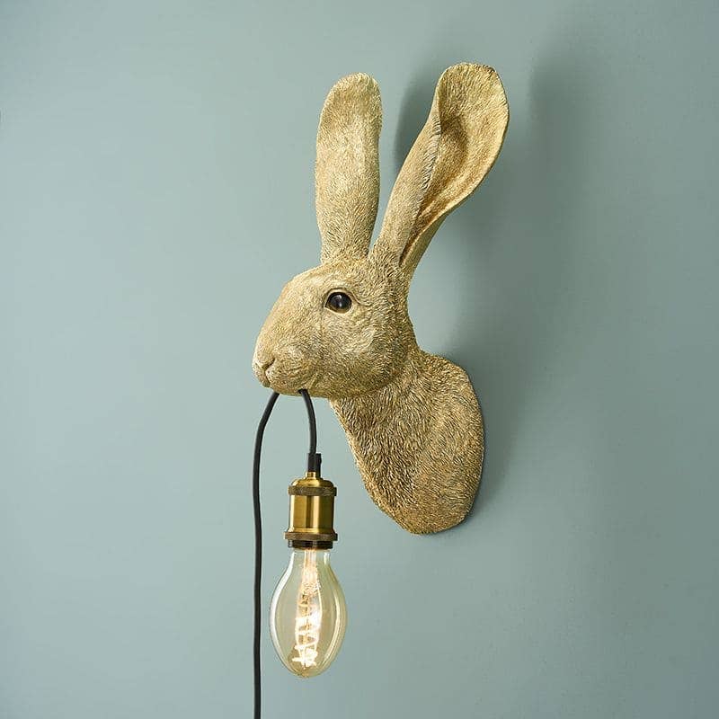 Hasi wandlamp, goudkleurig polyurethaanhars, 22 x 19 x 46 cm