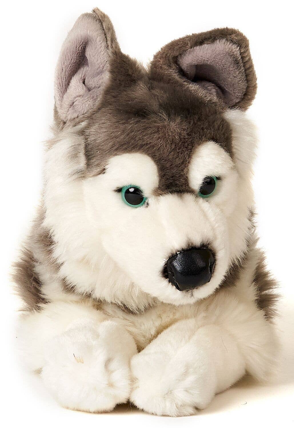 Peluche Husky gris couché