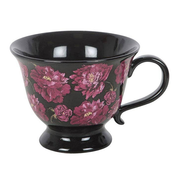 Theekopje met bloemenprint in Dark Romance-stijl