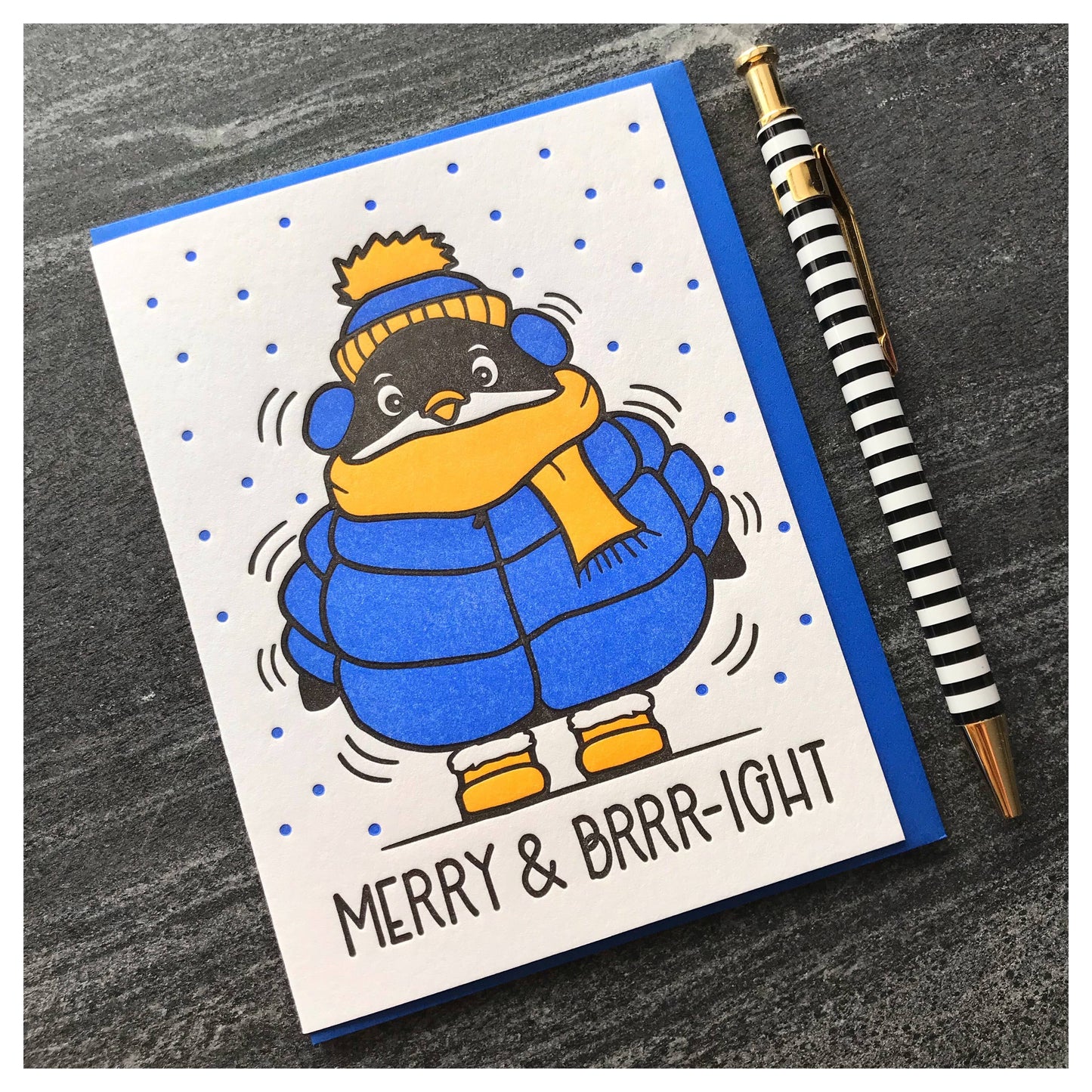Pinguïn wenskaart "Merry & Brrright"