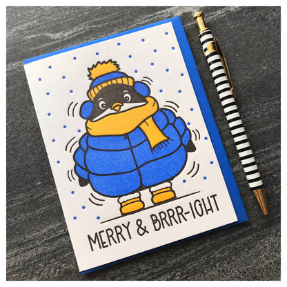 Pinguïn wenskaart "Merry & Brrright"