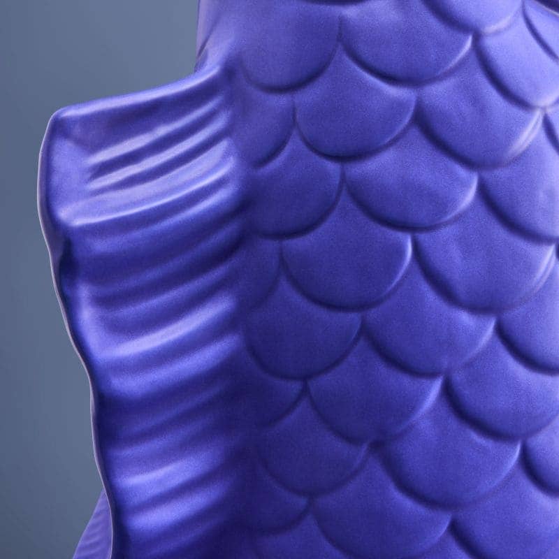 Blubb sculptuur/vaas, matblauw steengoed, 35 x 30 x 44 cm