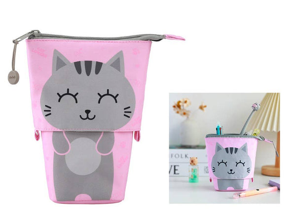 Trousse à crayons pop-up Chat gris