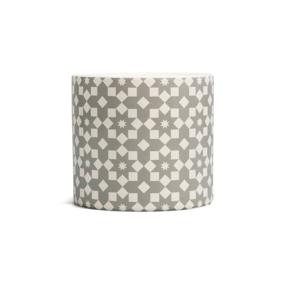 Pot de fleurs Carreaux - fleurs grises