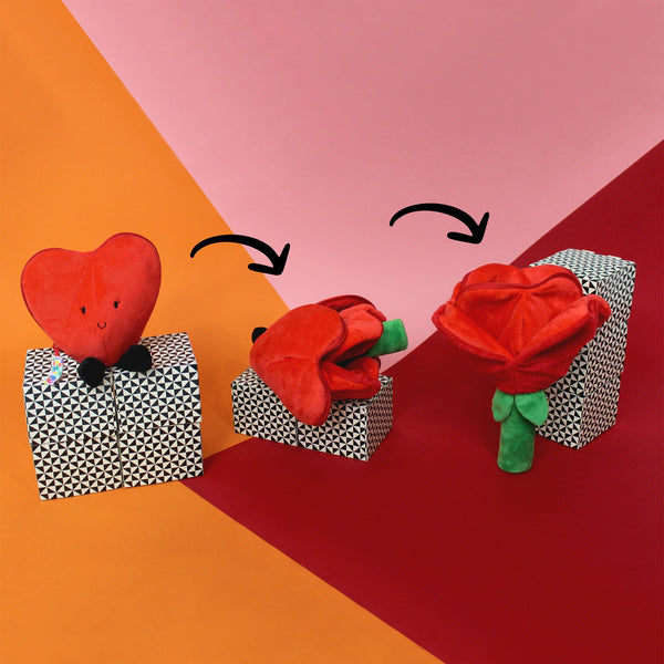 Peluche réversible Cœur/Fleur rouge – Flipetz – vue 2