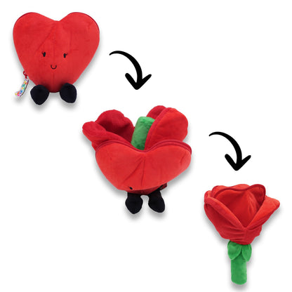 Peluche réversible Cœur/Fleur rouge – Flipetz