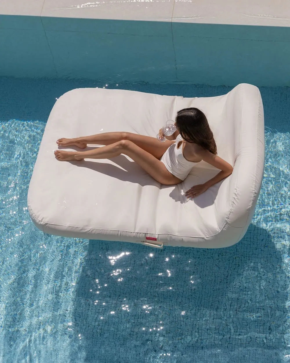Double floating lounge chair beige - SUNRAY