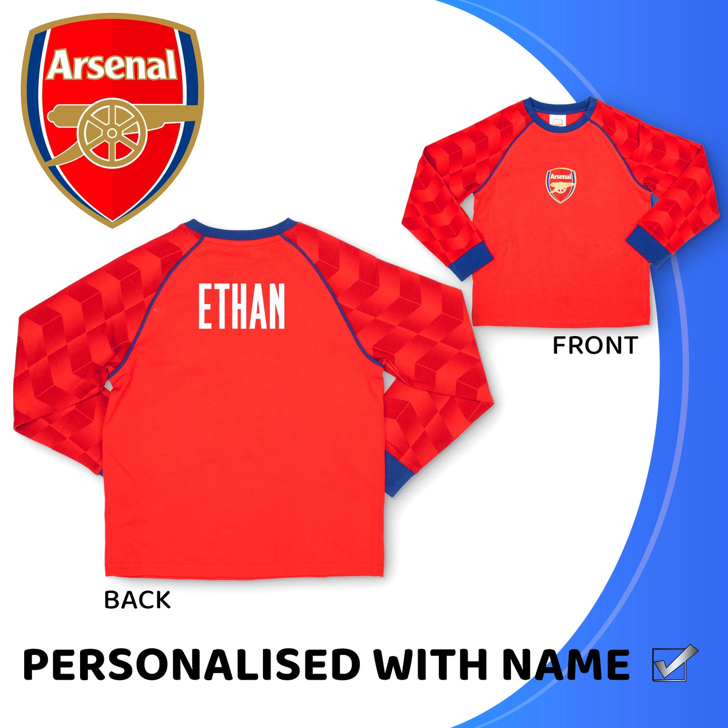 Arsenal F.C. Personalised Pyjamas Red