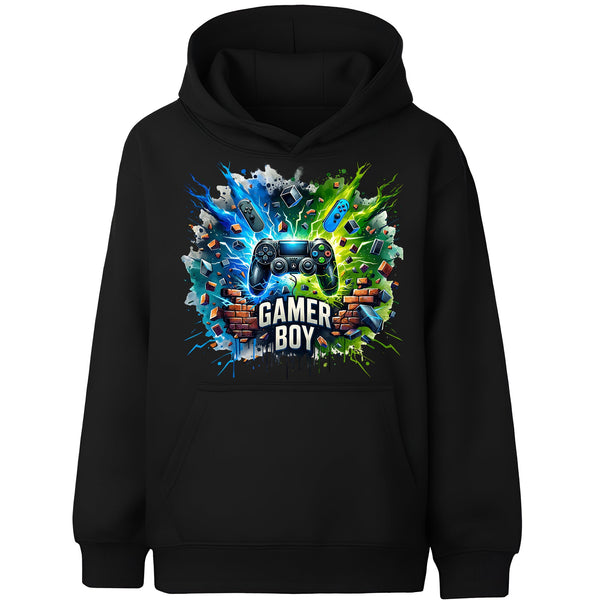 Sweat à capuche gaming – Fringoo gaming for Boys Cotton Rich Soft Hooded – gaming Boy Thunder noir