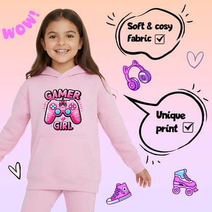 Fringoo gamer Sweat à capuche rose fille Cotton Rich Soft Hooded Sweatshirt- gamer Pad rose