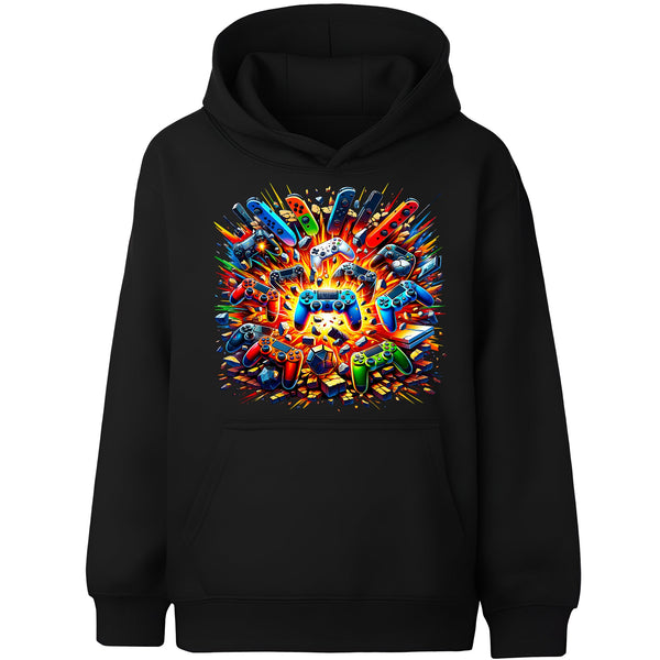 Sweat à capuche gaming – Fringoo gaming for Boys Cotton Rich Soft Hooded – Pads Explode noir
