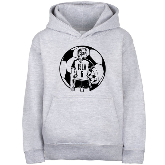 Fringoo football Sweat à capuche gris fille Cotton Rich Soft Hooded Sweatshirt- football Ball fille gris
