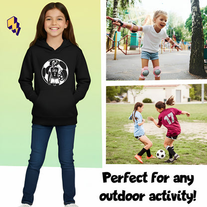 Fringoo football Sweat à capuche noir fille Cotton Rich Soft Hooded Sweatshirt- football Ball fille noir