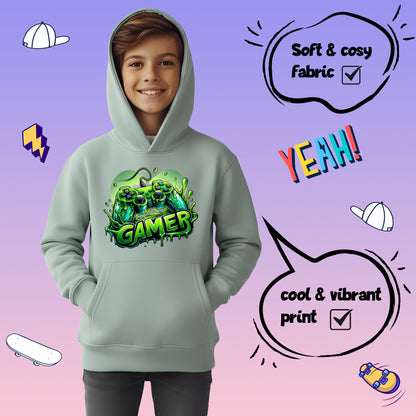 Fringoo gamer Sweat à capuche garçon Cotton Rich Soft Hooded Sweatshirt- gamer vert