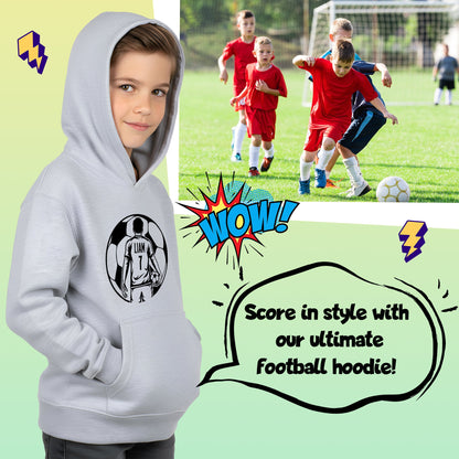 Fringoo football Sweat à capuche gris garçon Cotton Rich Soft Hooded Sweatshirt- football Ball garçon gris