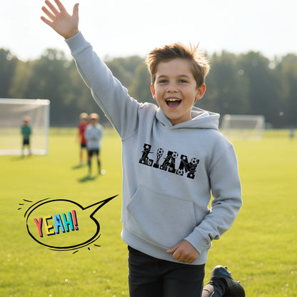 Fringoo football Sweat à capuche gris garçon Cotton Rich Soft Hooded Sweatshirt- football Alphabet gris