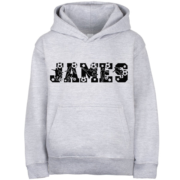 Sweat à capuche football – Fringoo football gris for Boys Cotton Rich Soft Hooded – football Alphabet gris
