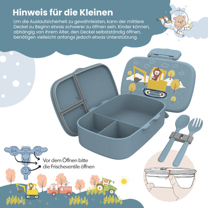 Kids Lunch Box with Compartments, Lightweight & Leak-Proof - Excavator