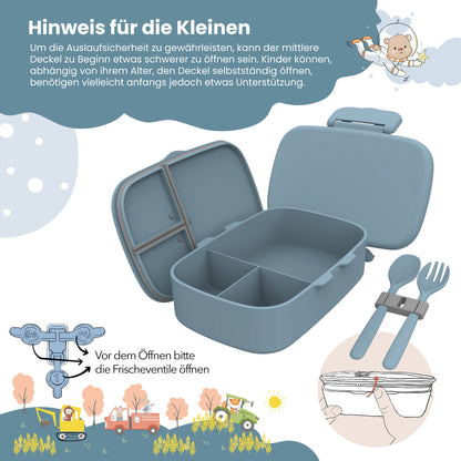Kids' lunchbox with compartments, lightweight & leak-proof - blue