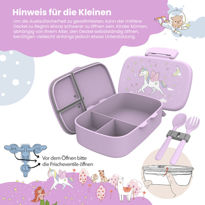 Kids' Lunch Box with Compartments, Lightweight & Leakproof - Unicorn
