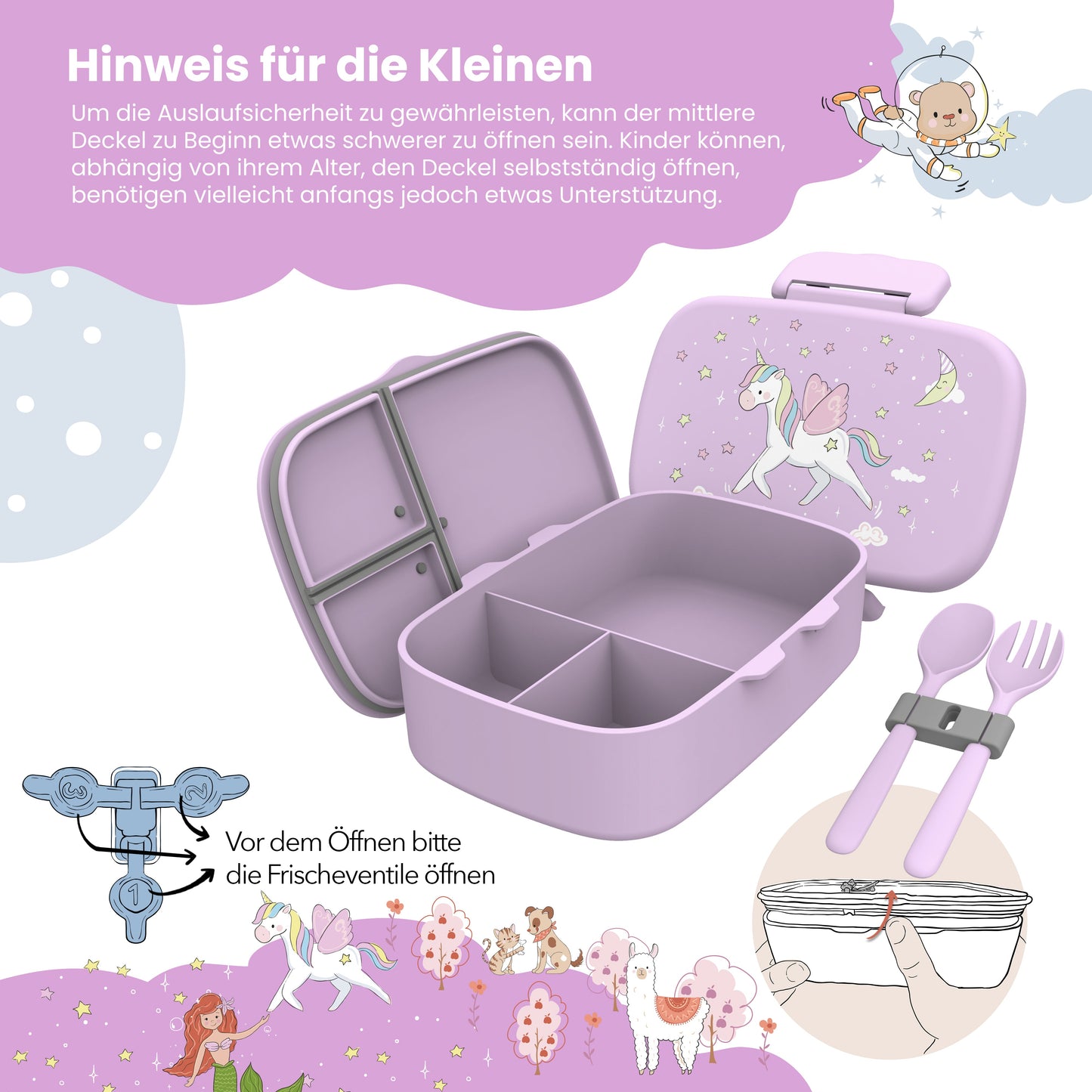 Unicorn Bundle - Bento Box Set & Water Bottle 450ml