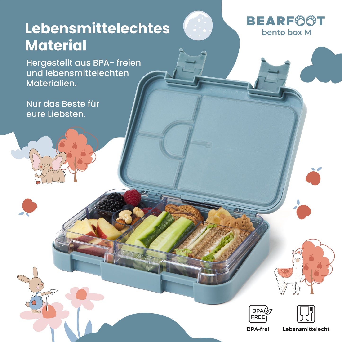 Kids' lunchbox with compartments, bento box - Bear