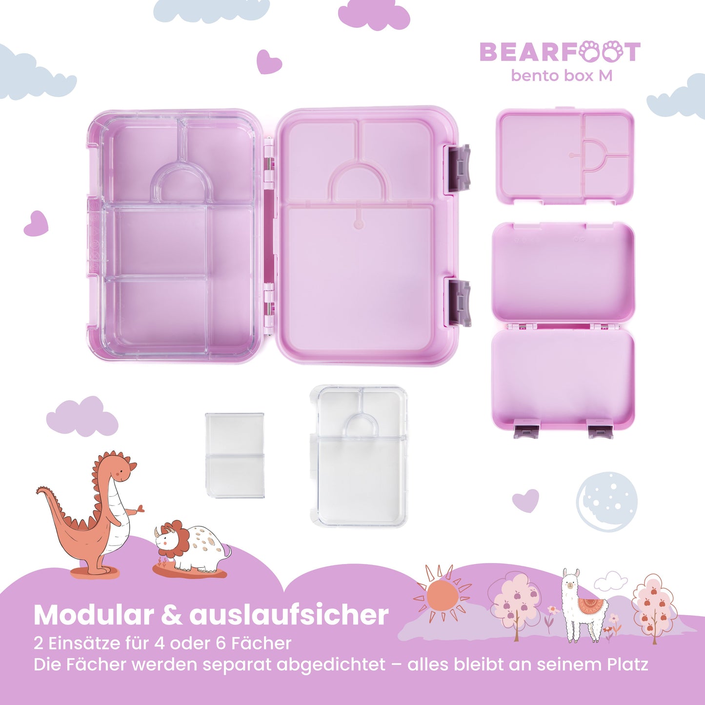 Brotdose Kinder mit Fächern,Lunchbox, Bento box-Meerjungfrau