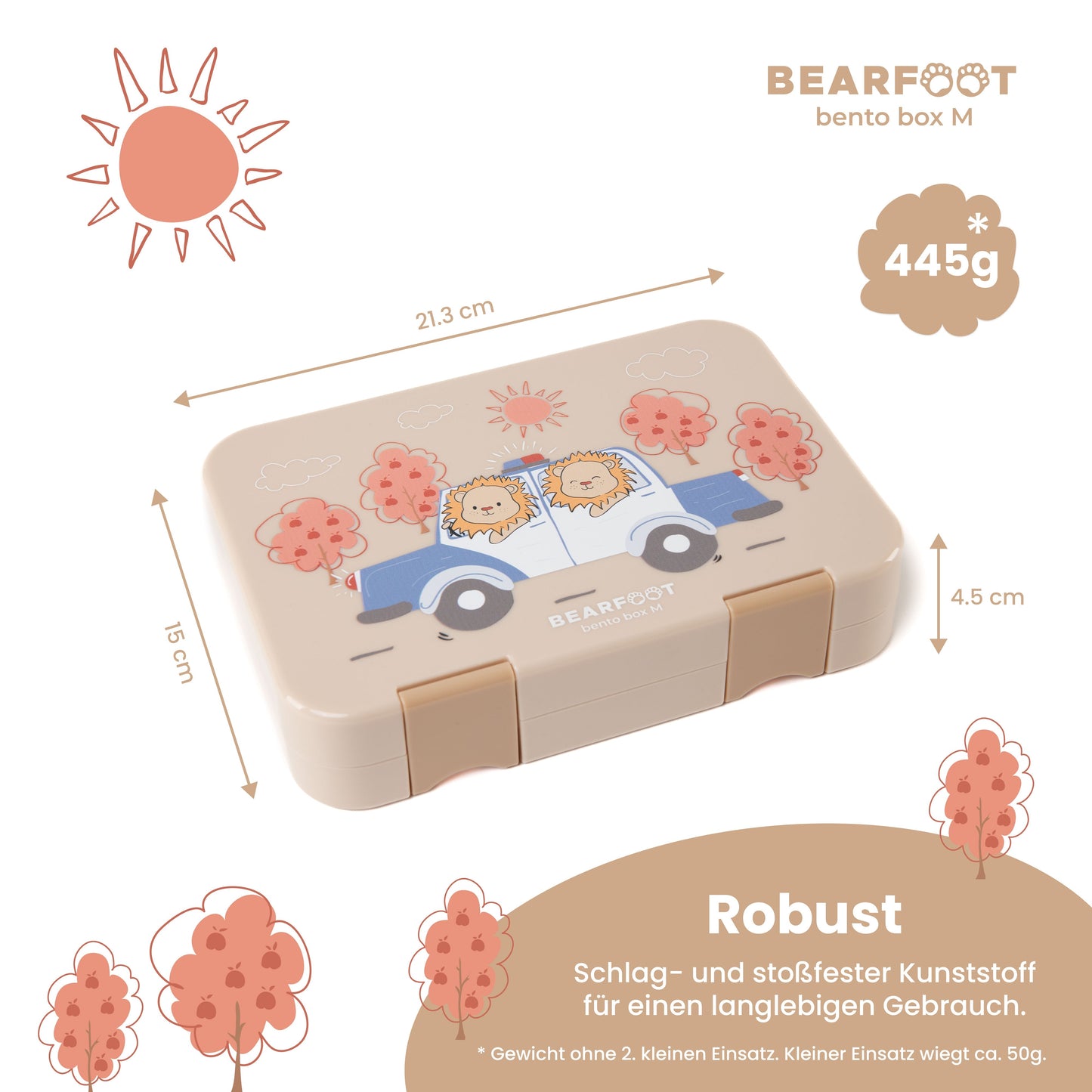 Brotdose Kinder mit Fächern, Lunchbox, Bento box - Elefanten