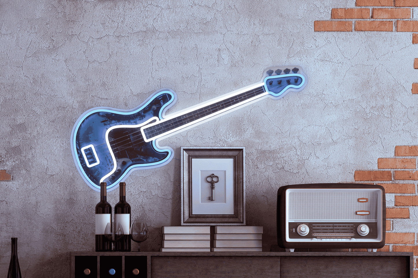 'Bass Guitar' Neon LED Sign - Wall Mounted