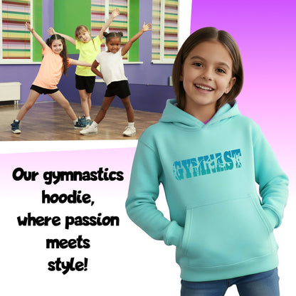 Fringoo Gymnastic Hoodie for Kids Cotton Rich Soft Hooded Sweatshirt - Gymnast Turquoise