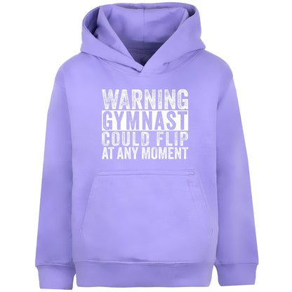Fringoo Gymnastic Sweat à capuche for enfant Cotton Rich Soft Hooded Sweatshirt- Gymnast Warning violet