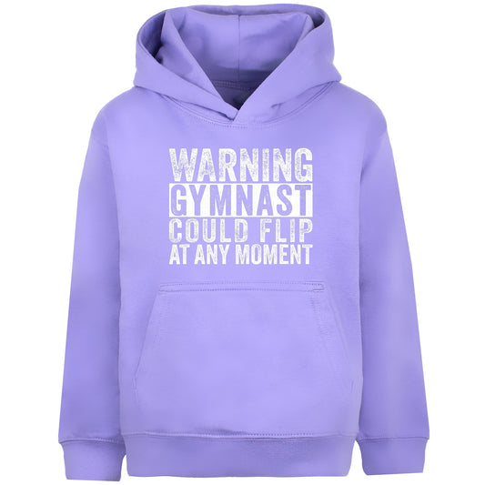 Fringoo Gymnastic Hoodie for Kids Cotton Rich Soft Hooded Sweatshirt - Gymnast Warning Purple