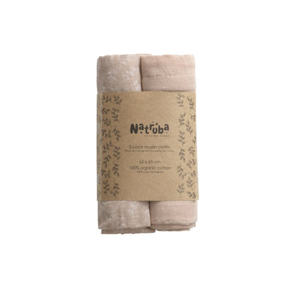 Lot de 2 langes en mousseline de coton bio Poudre - Natruba