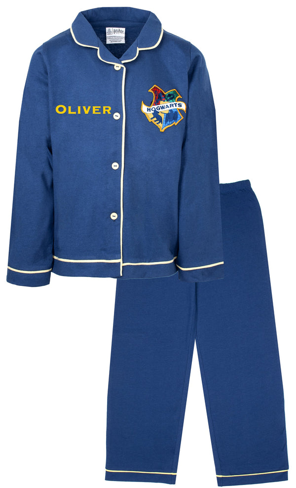 Harry Potter Personalized Pajamas with Buttons - Navy Blue