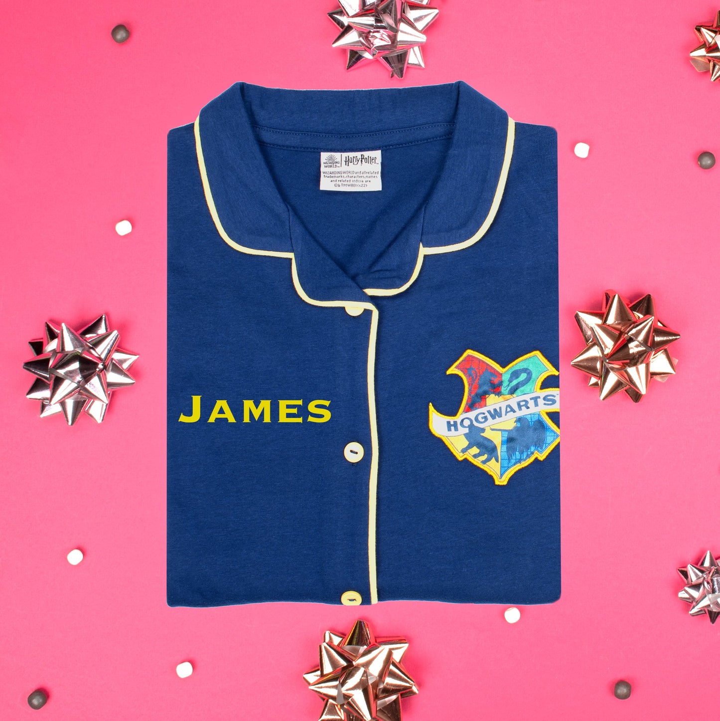 Harry Potter Personalized Pajamas with Buttons - Navy Blue
