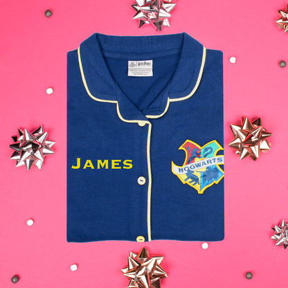 Harry Potter Personalized Pajamas with Buttons - Navy Blue