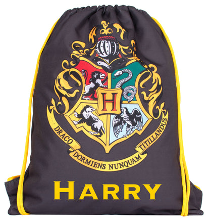 Harry Potter Black Personalized Drawstring Bag for Kids