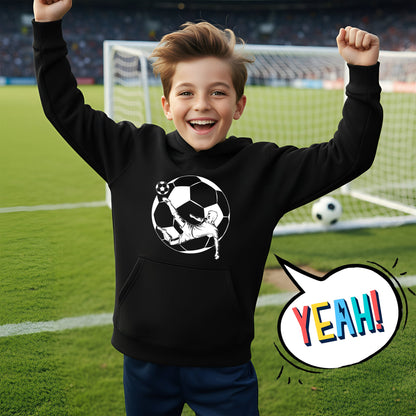 Fringoo football Sweat à capuche noir garçon Cotton Rich Soft Hooded Sweatshirt- football Sleeve noir