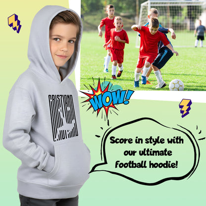 Fringoo gamer Sweat à capuche gris garçon Cotton Rich Soft Hooded Sweatshirt- Cristiano Kick gris