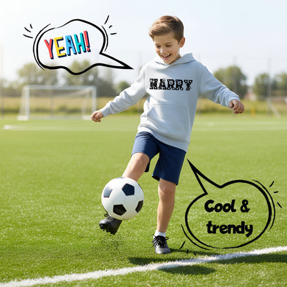 Fringoo football Sweat à capuche gris garçon Cotton Rich Soft Hooded Sweatshirt- football Alphabet gris