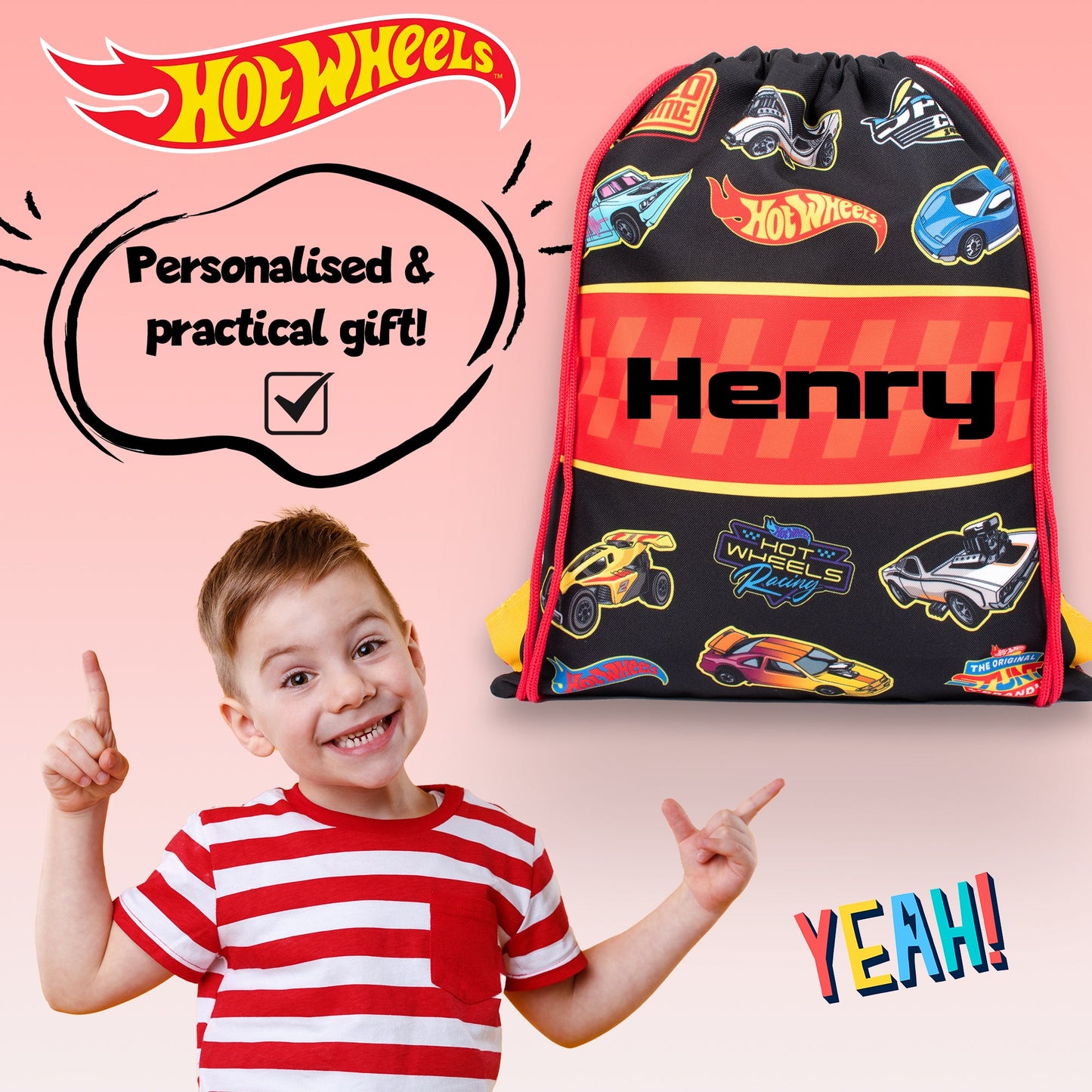 Official Hot Wheels / Personalized Drawstring Bag | Kids PE Bag | Fringoo