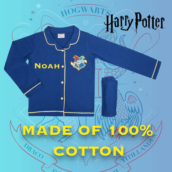 Harry Potter Personalized Pajamas with Buttons - Navy Blue