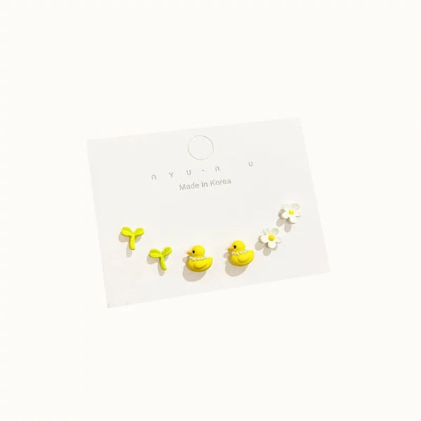 Yellow Duck Earrings 3-Pack