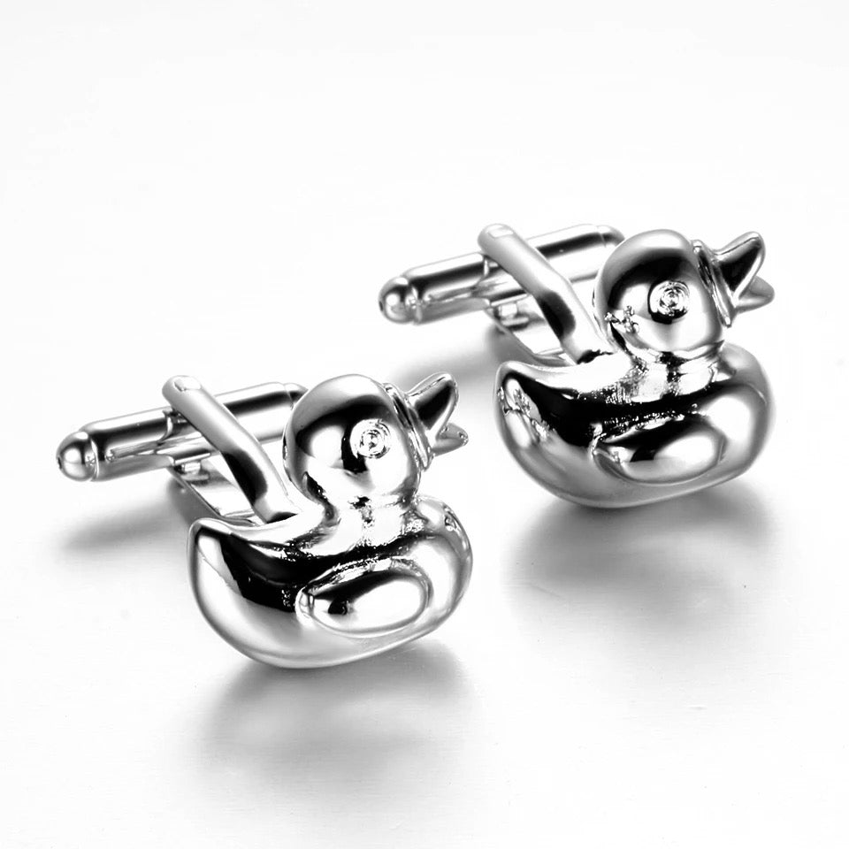 Silver Bath Duck Cufflinks