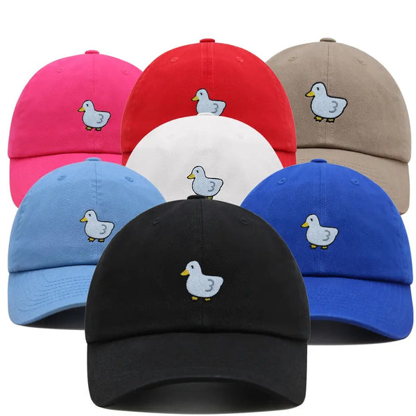 Embroidered White Duck Cap