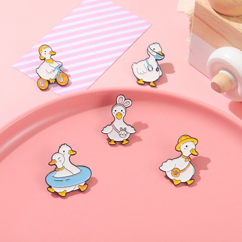 White Duck Bike Pin